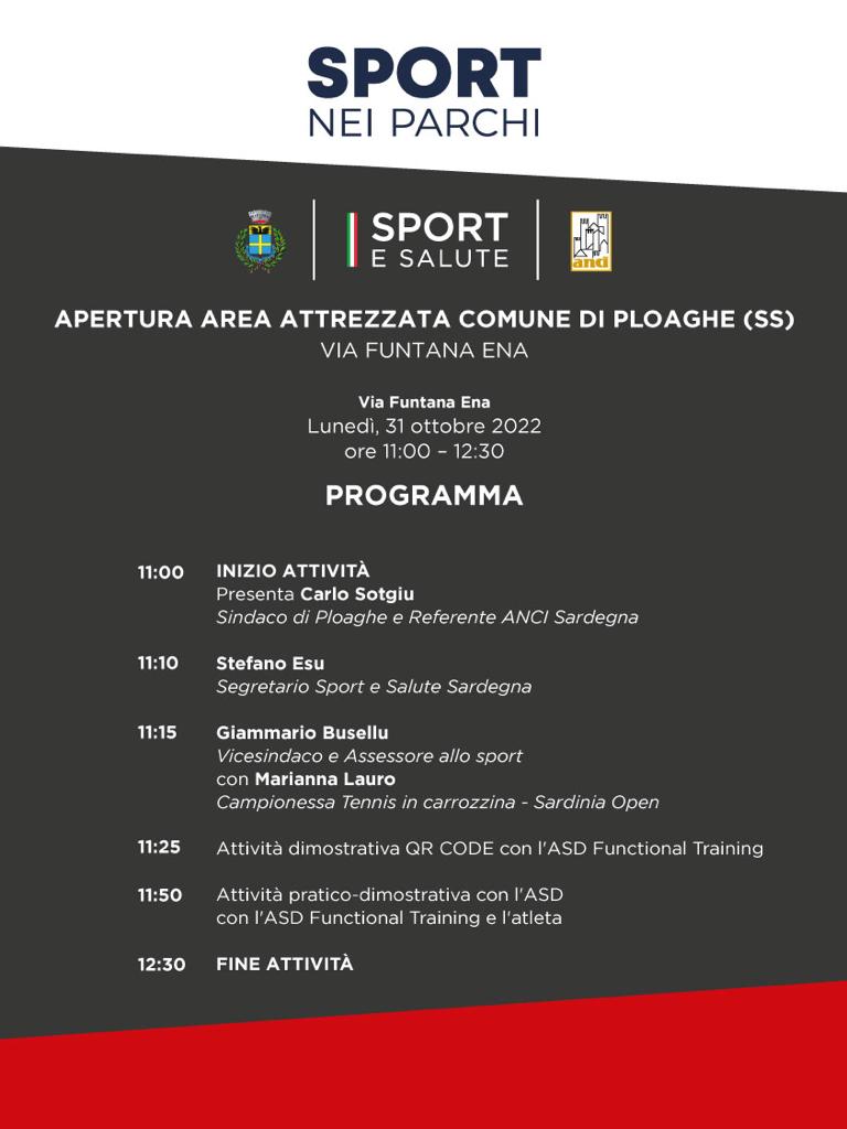 Inaugurazione area sportiva attrezzata in via Funtana Ena - lunedì 31 ottobre