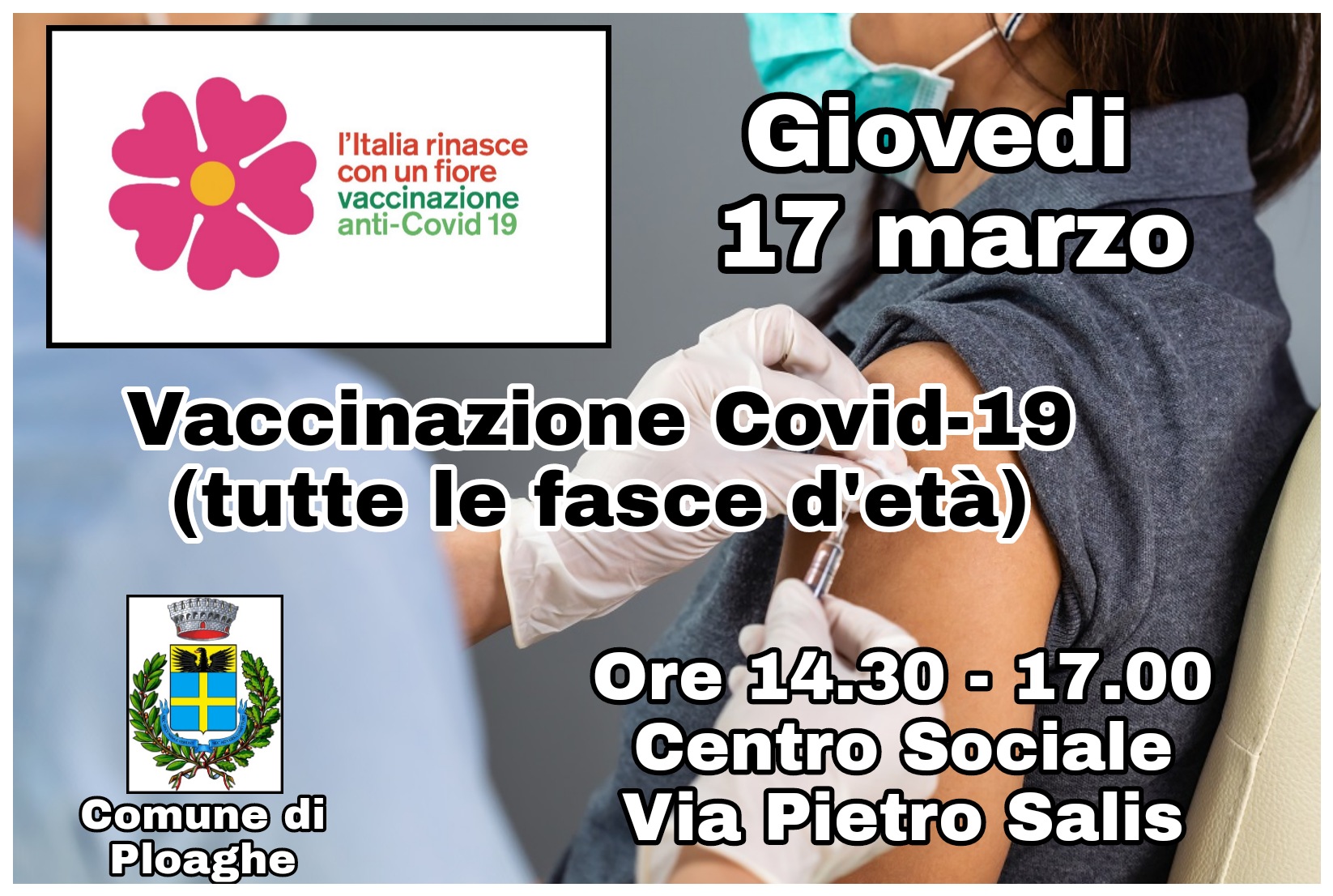 Giornata di vaccinazione anti covid  giovedì 17 Marzo 2022