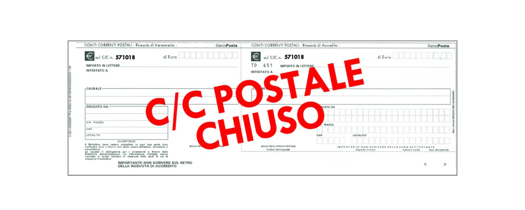 Chiusura conto corrente postale n. 12444071