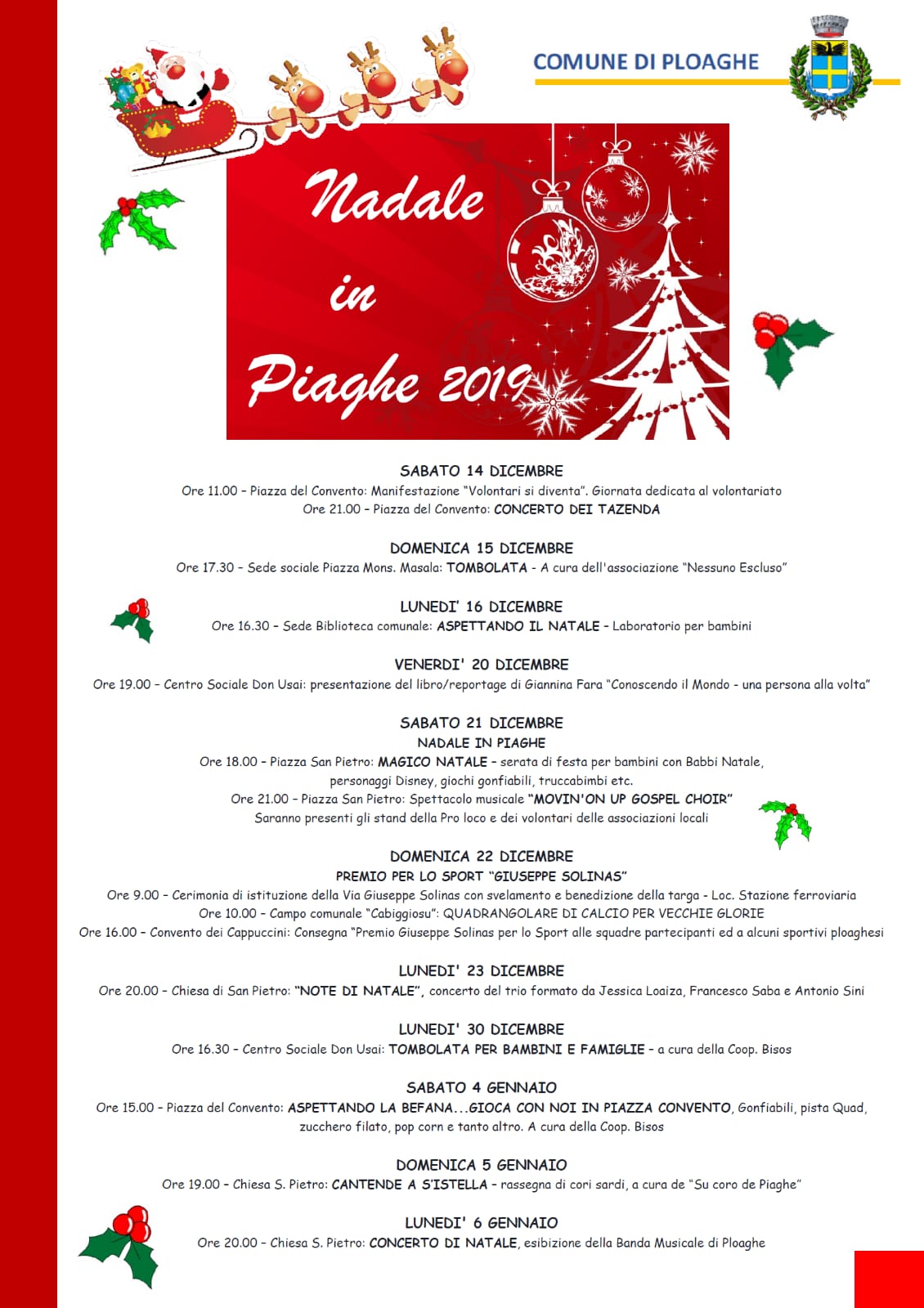 Nadale in Piaghe 2019: programma degli eventi