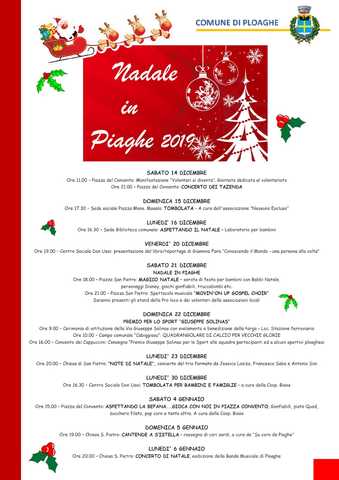 Nadale in Piaghe 2019: programma degli eventi