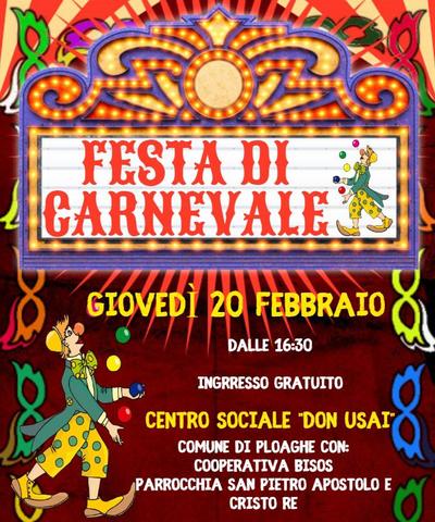 Festa di Carnevale - giovedì 20 febbraio