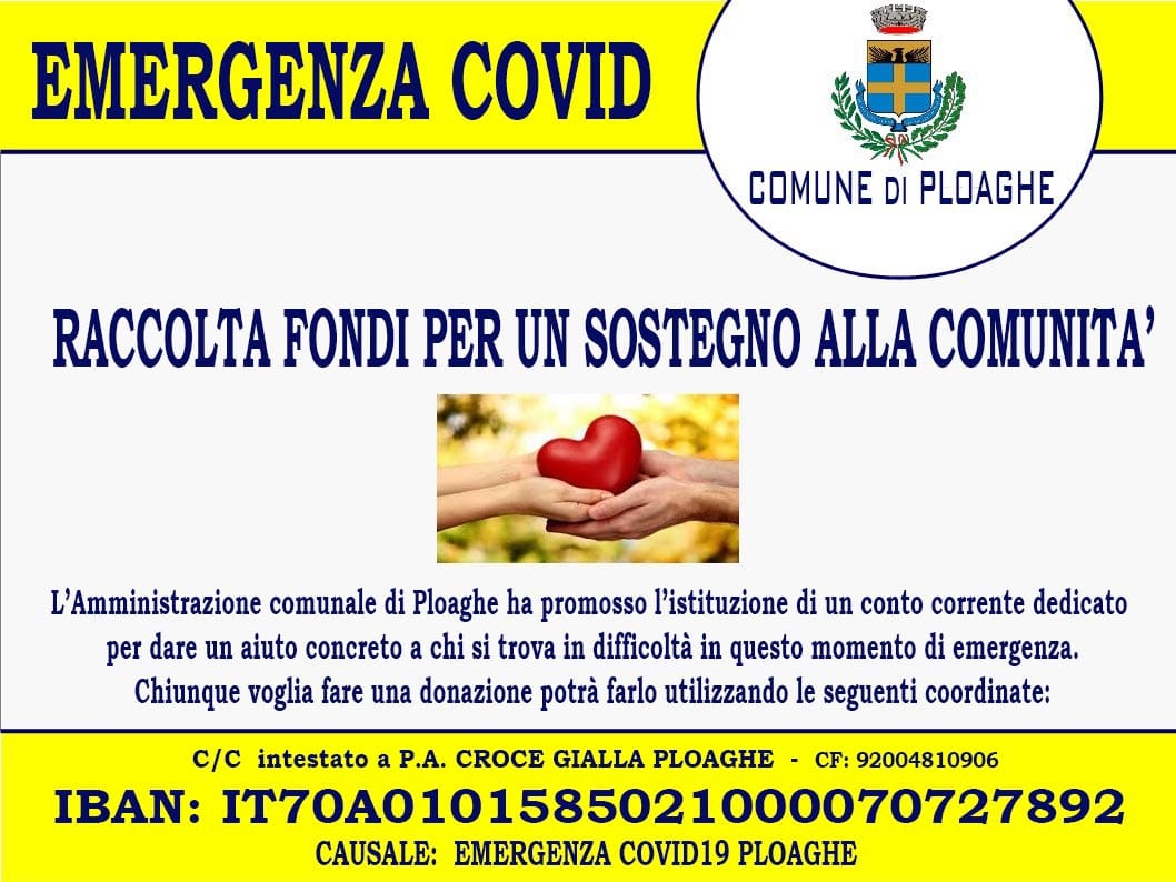 Emergenza Covid-19: raccolta fondi per sostegno alla comunità