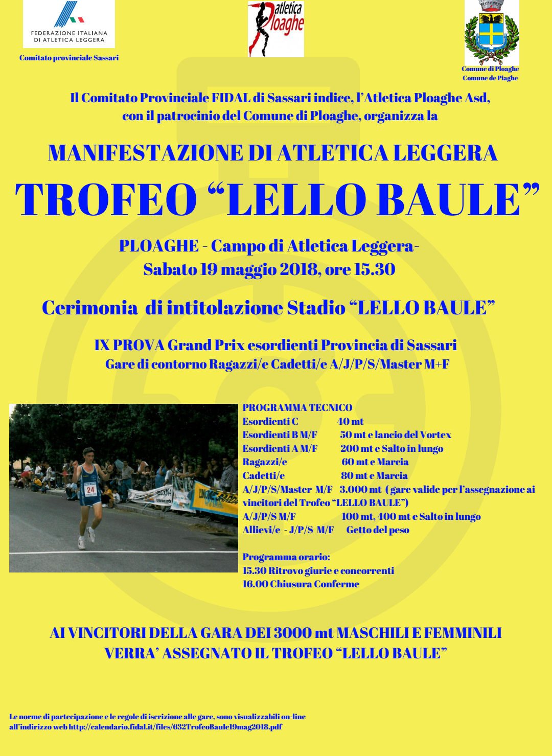 Trofeo "Lello Baule"e cerimonia d'intitolazione dello stadio di atletica leggera
