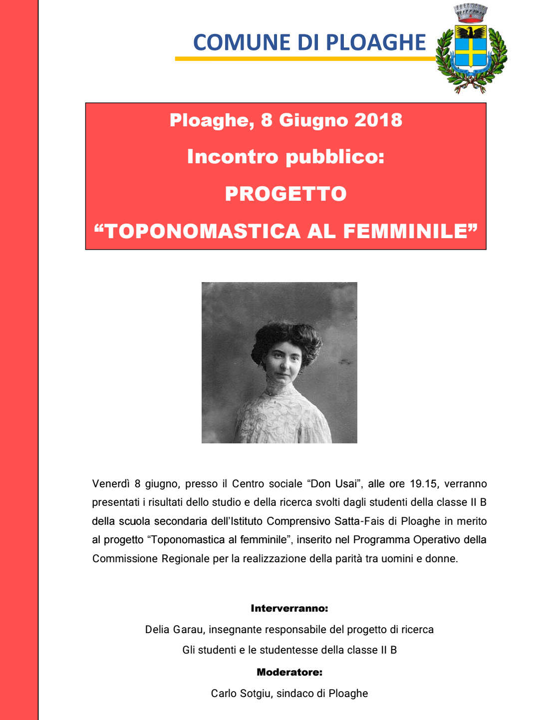 Incontro pubblico: progetto "Toponomastica al femminile"