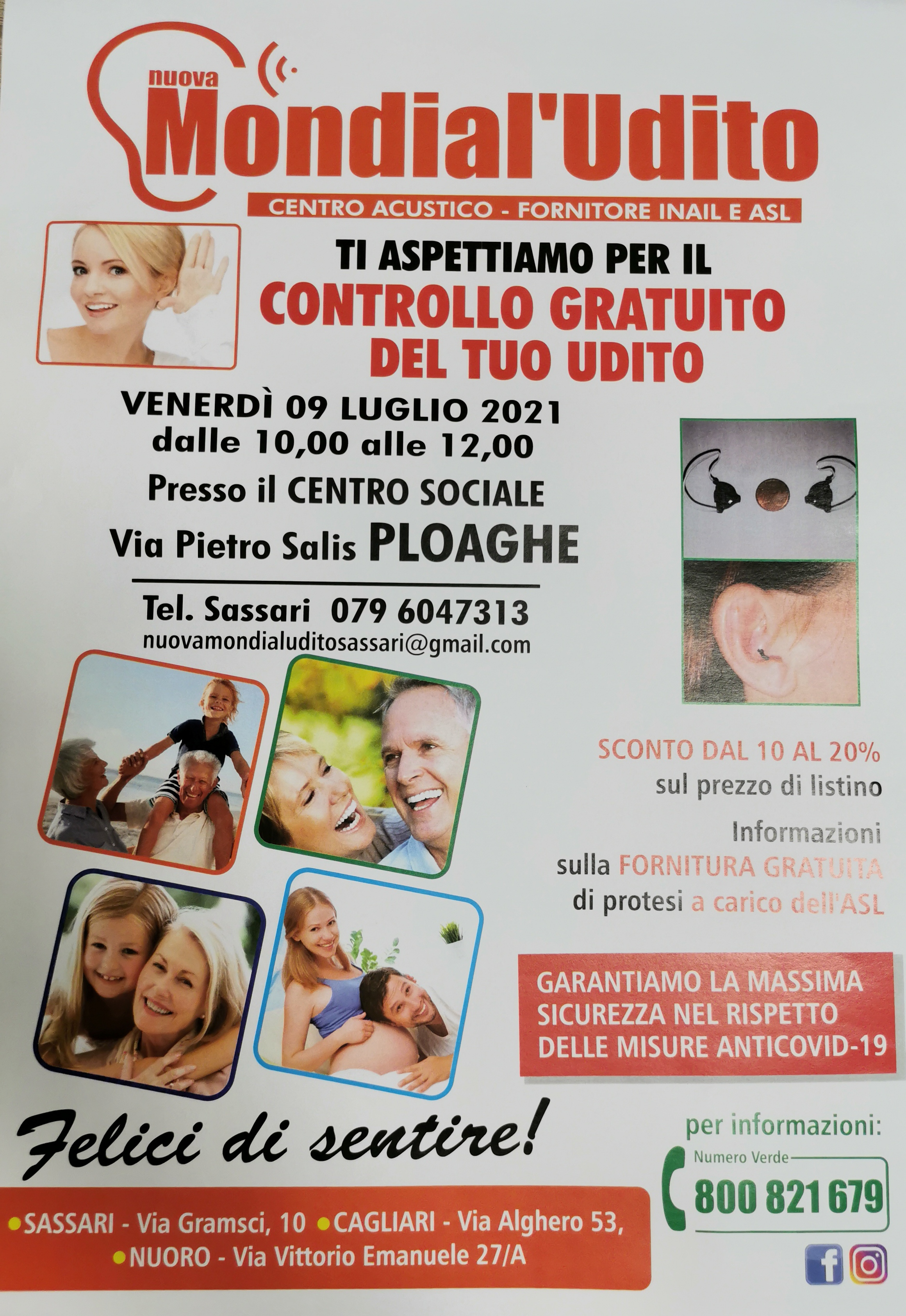 Controllo gratuito dell'udito: venerdì 9 luglio