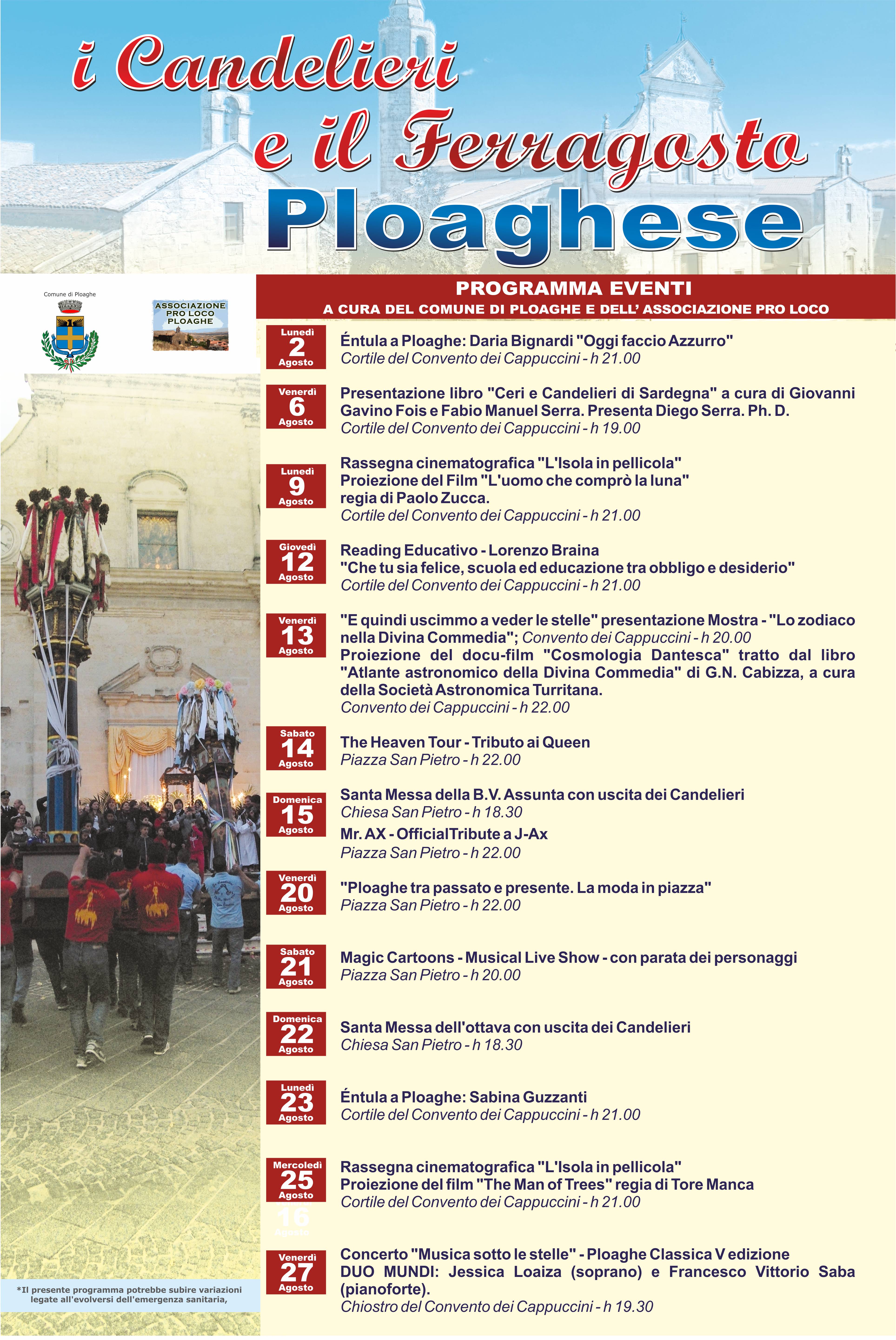 Programma "I Candelieri e il Ferragosto ploaghese" 2021