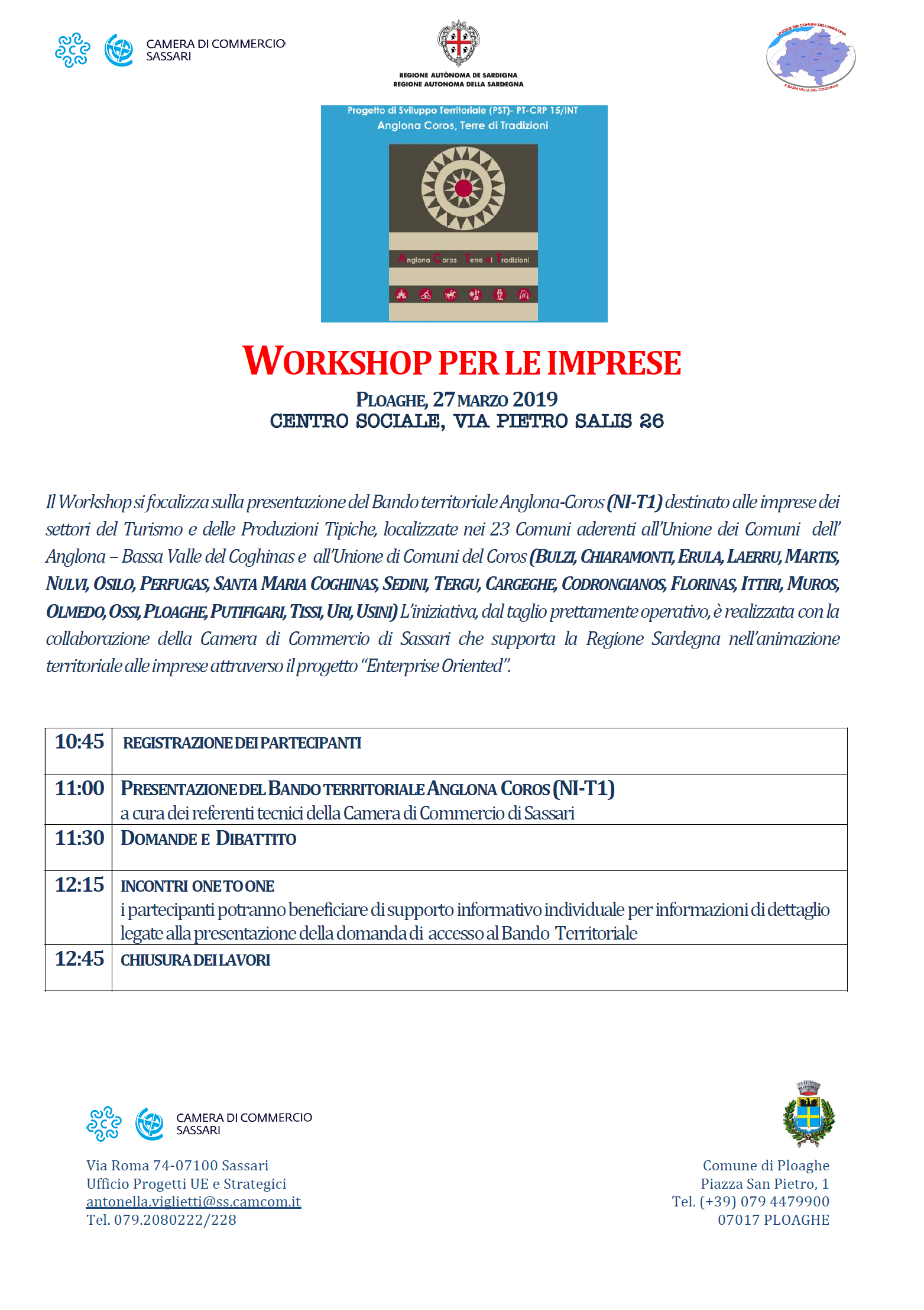 Workshop per le imprese: Ploaghe, 27 Marzo 2019
