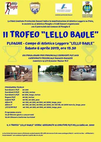 Atletica leggera: II Trofeo "Lello Baule" - 6 aprile 2019